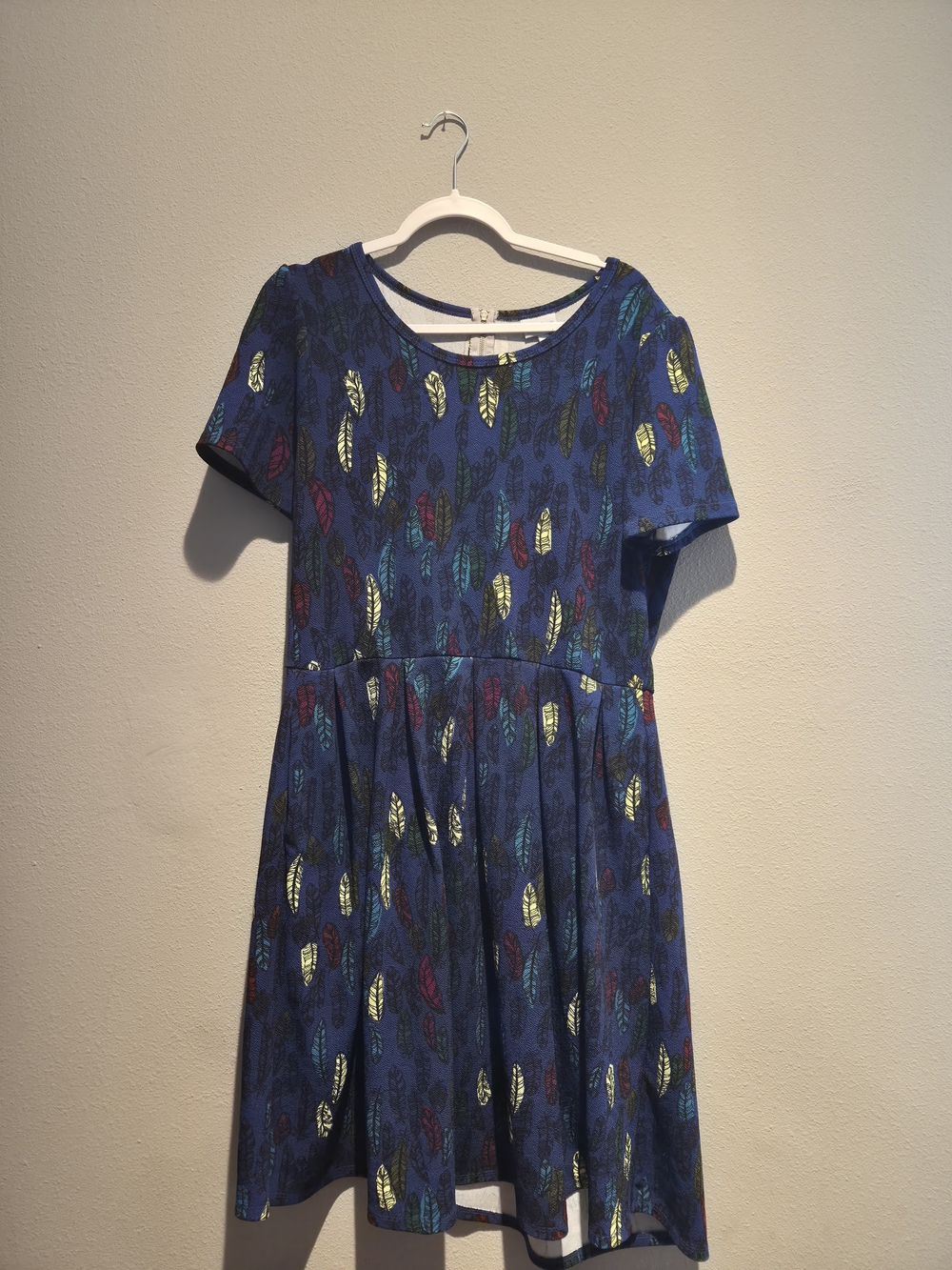 LuLaRoe Blue Feather Print Kids Dress